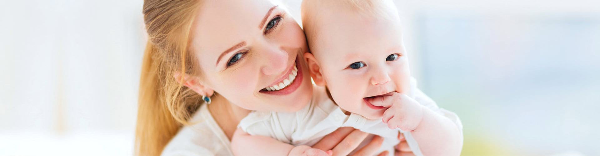 woman with child smiling